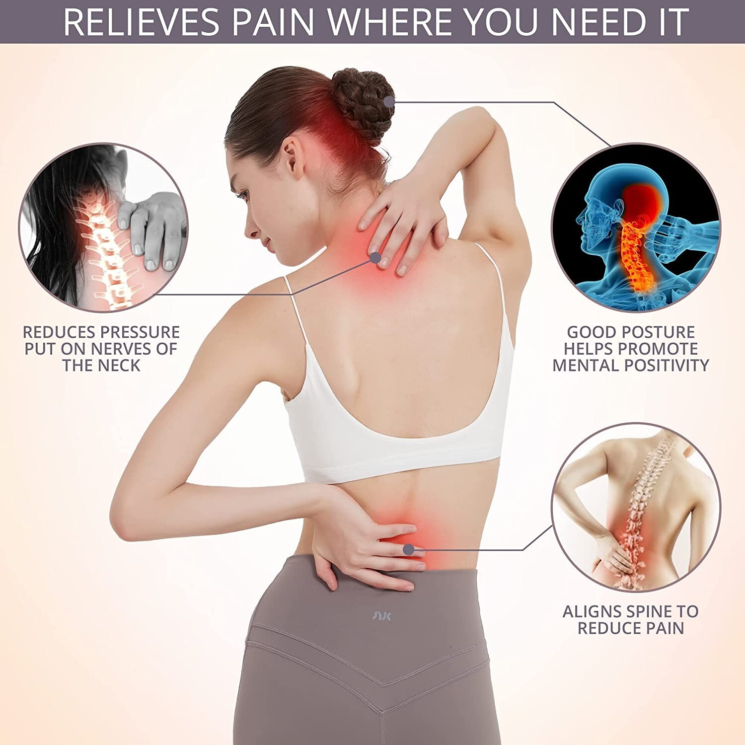 Adjustable Back Posture Corrector Back, Shoulder and Spine Pain Relief S/M