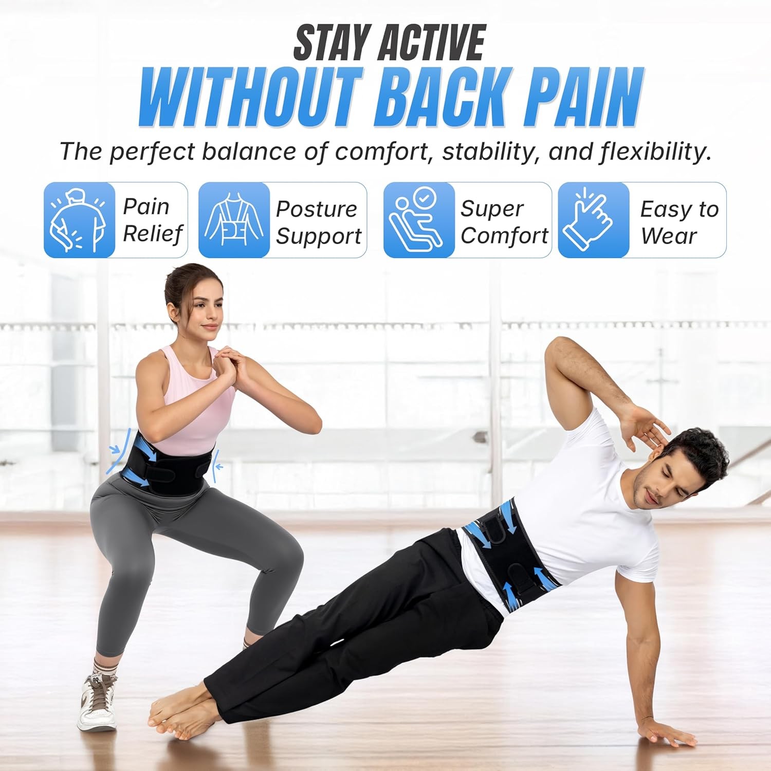Back Brace for Lower Back Pain Relief | Sciatica Lumbar Support Belt for Men & W