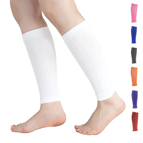 Calf Compression Sleeves for Men & Women (20-30mmhg) – Leg Medium White