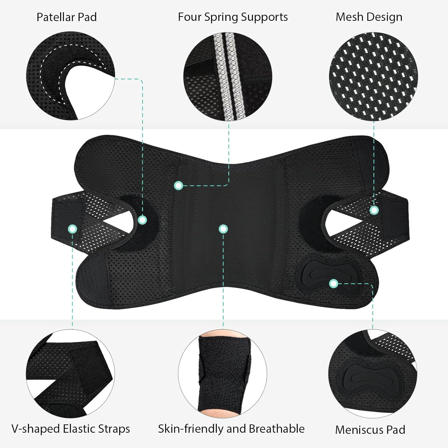 Knee Brace with Side Stabilizers for Meniscus Tear, Adjustable Knee Wrap for Pai