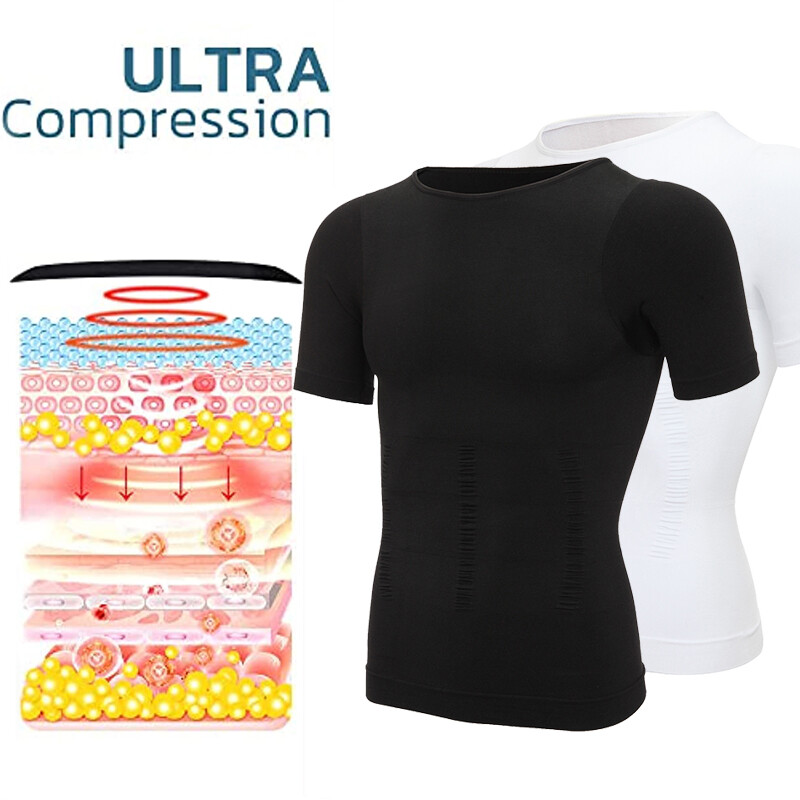 Men’s Shirt Core Compression Support Fit Short Sleeve Crew Neck Body Shaper Tops