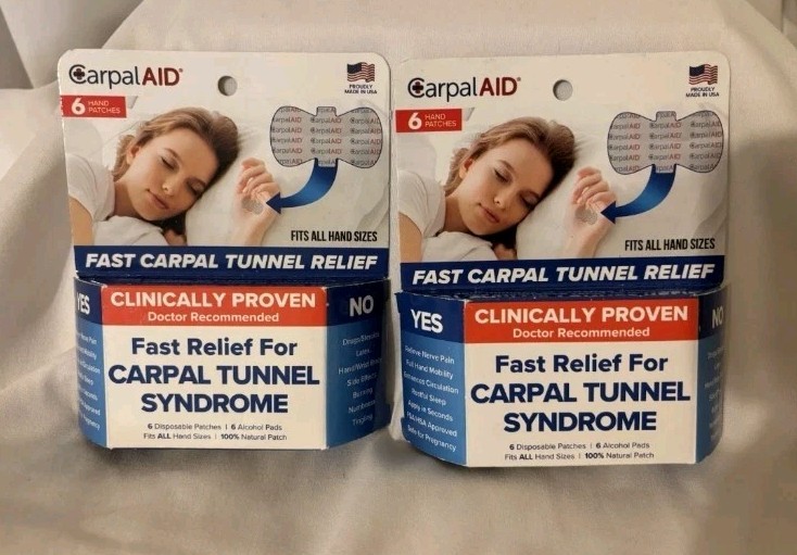 Carpal AID Fast Relief for Carpal Tunnel Syndrome 2 Boxes of 6 Patches New!