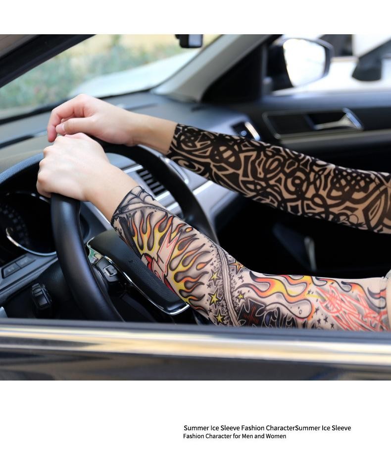 6PCS Tattoo Arm Sleeves UV Protection Elastic Covers for Cycling & Parties