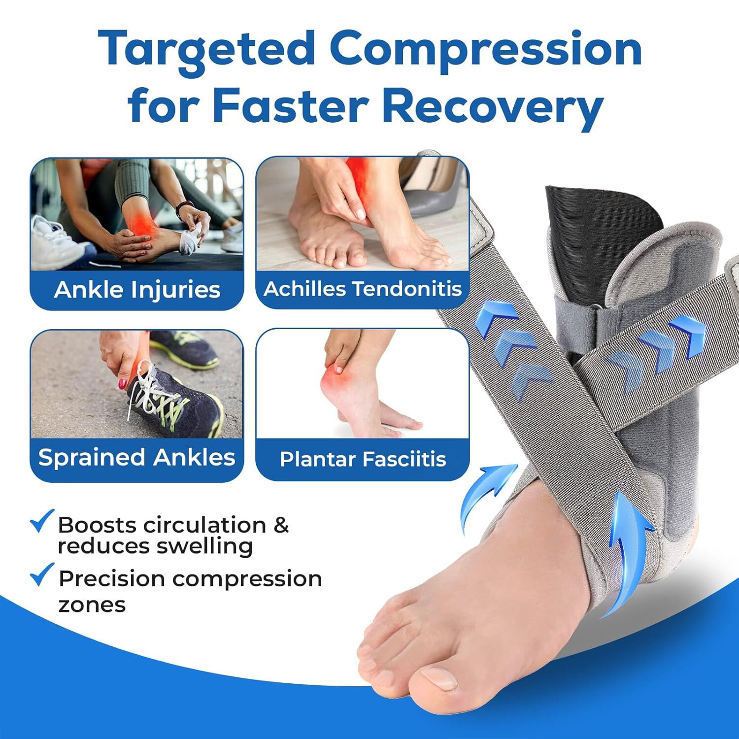 Ankle Support Brace Foot Drop Splint Orthotics Fracture Sprain Injury Support US