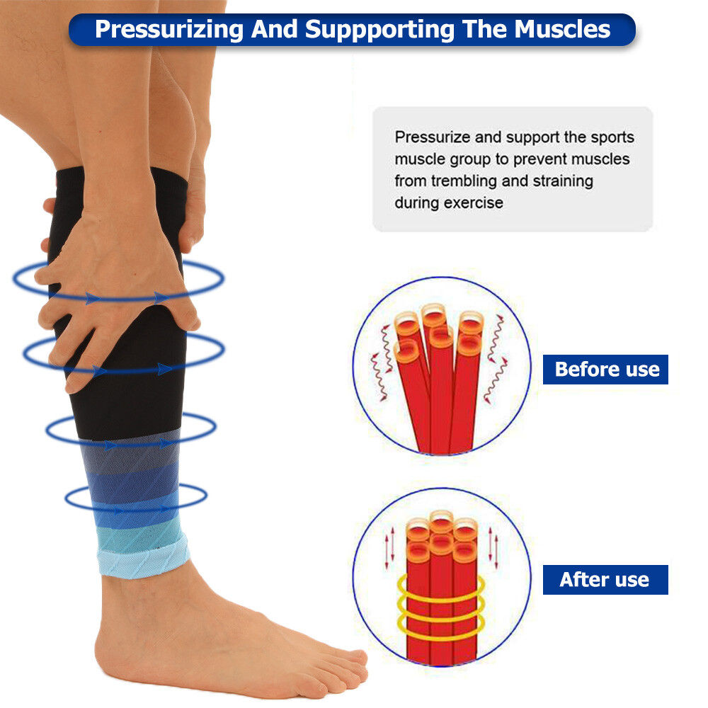 Calf Sleeve Leg Support Brace Compression Socks Stockings Varicose Shin Splint