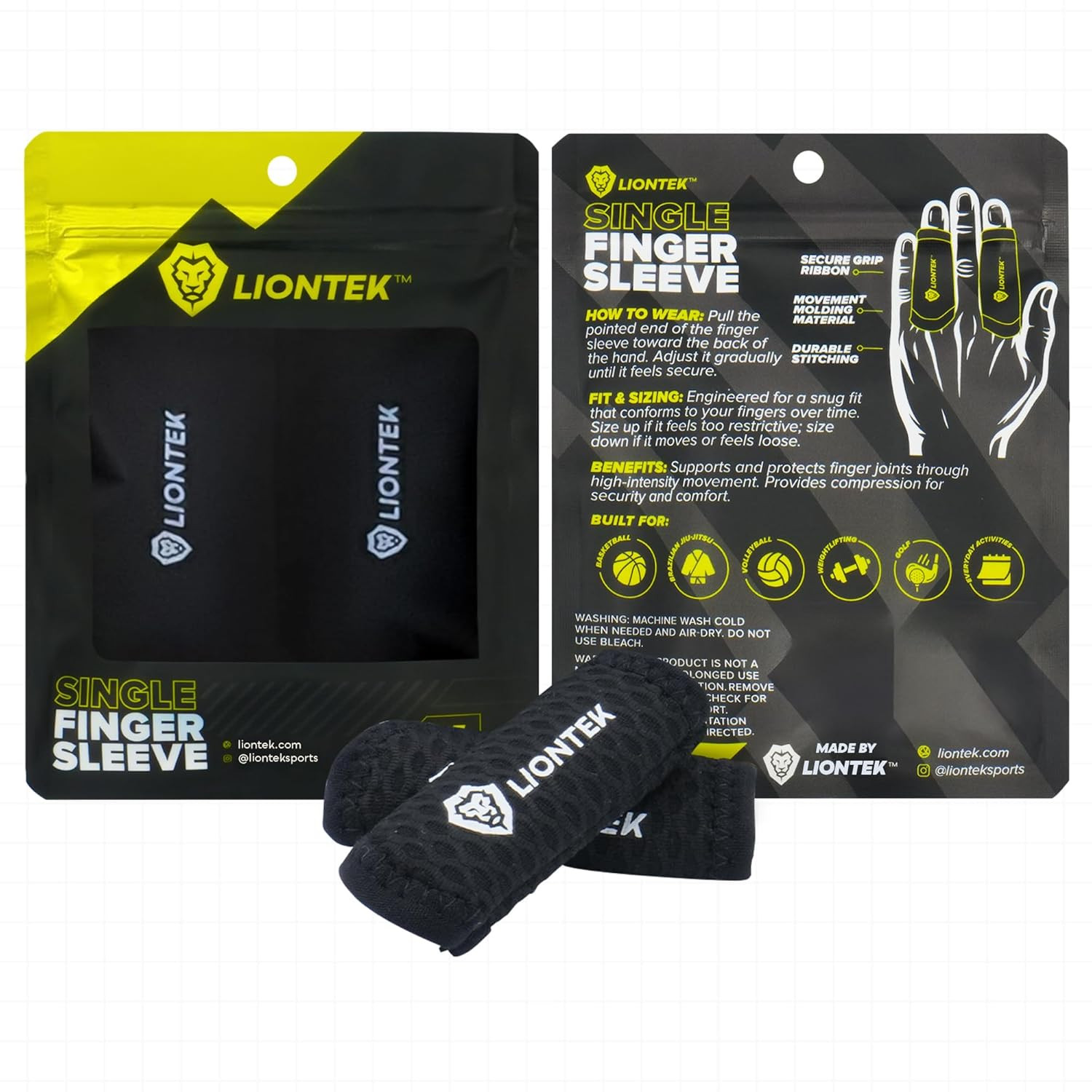 Single Flow Finger Sleeve V3 Pair — Joint Support & Compression for Activity, BJ