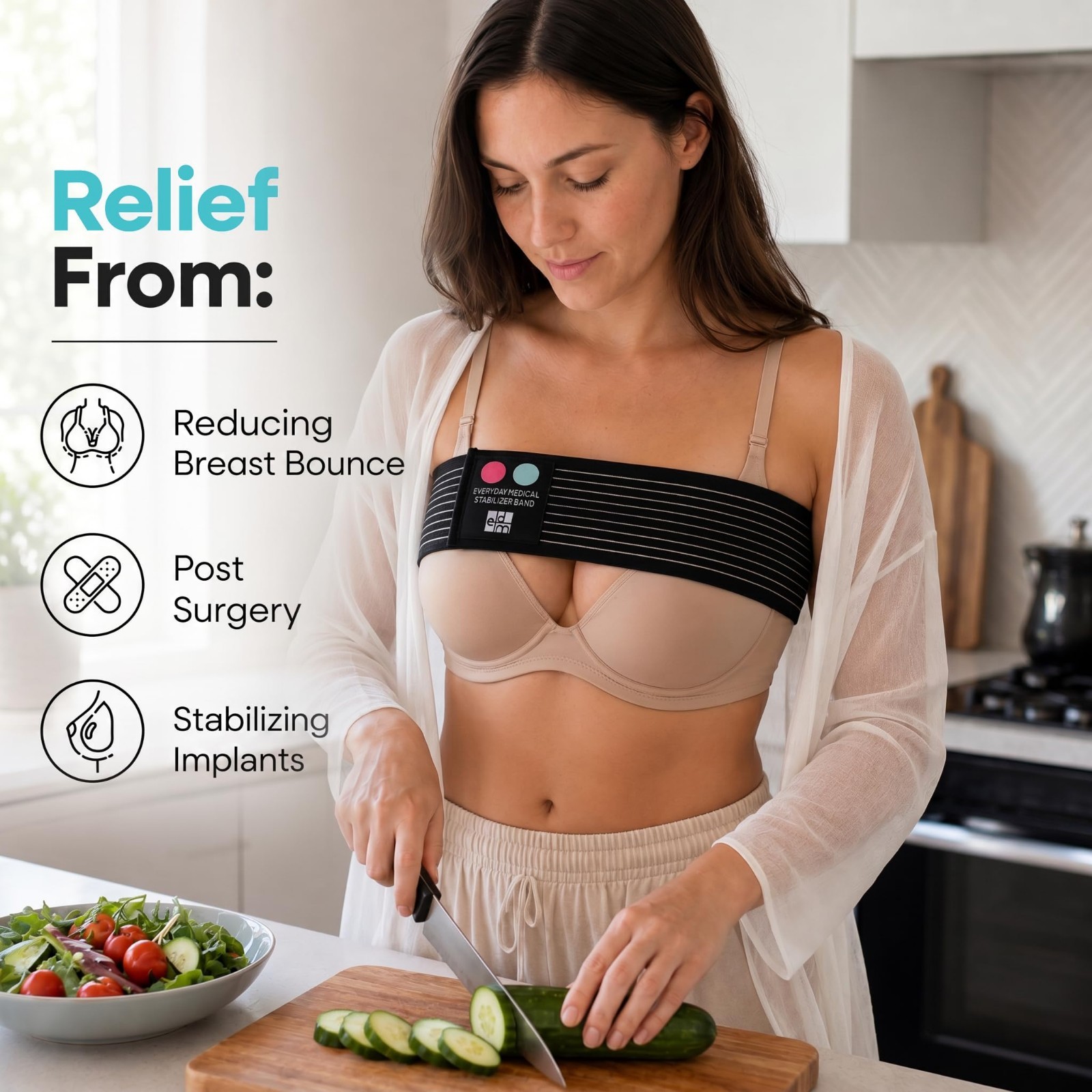 Breast Implant Stabilizer Band for Post-Surgery Support | Chest Strap | One Size