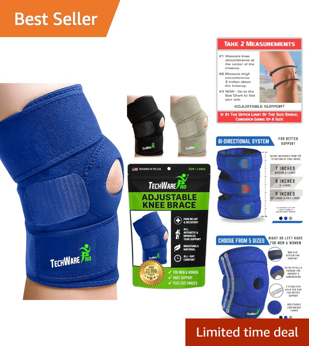 Durable Knee Brace Support with Flexible Stabilizers for All Sports Activities