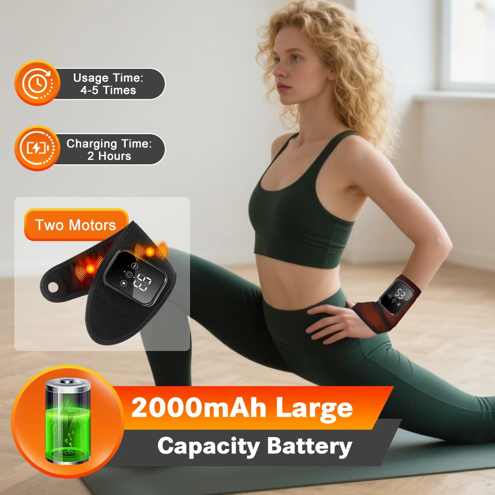 Electric Wrist Brace Adjustable Hot Compress Vibration Massage Wrist Tendonitis