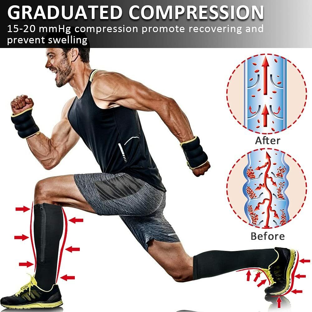 Open Toe Compression Socks 1-6 Pairs Calf Knee High Zipper Compression Stockings