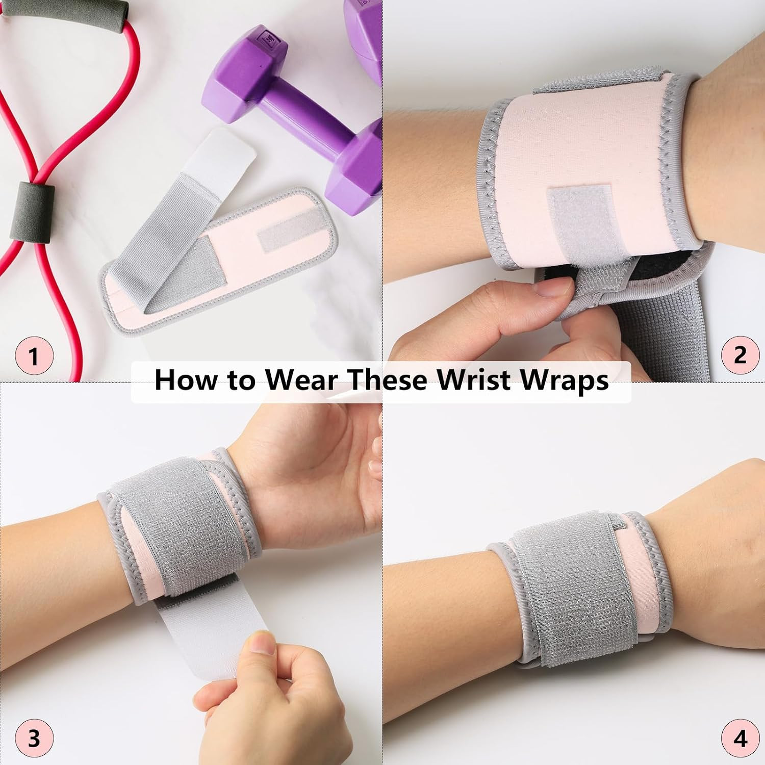 2 Pack Adjustable Wrist Brace Wraps for Carpal Tunnel, Gym & Sports Support