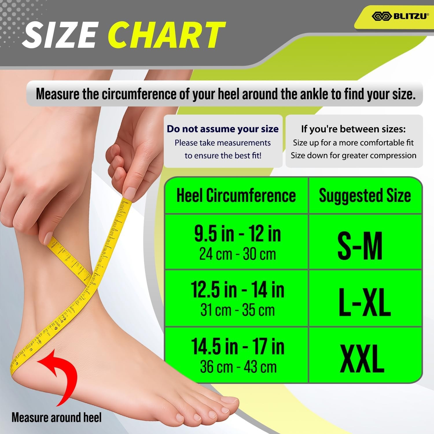 BLITZU Plantar Fasciitis Compression Foot Sleeves Arch Support Black S/M 1 Pair
