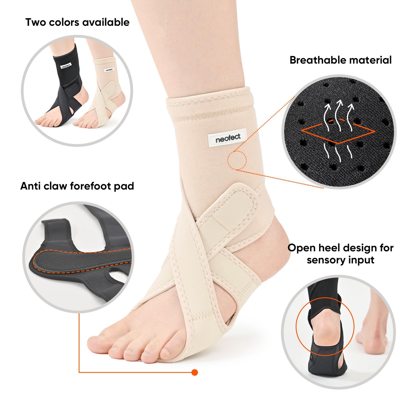 NEOFECT Drop Foot Brace Beige – Adjustable AFO Ankle Brace for Walking Strok…