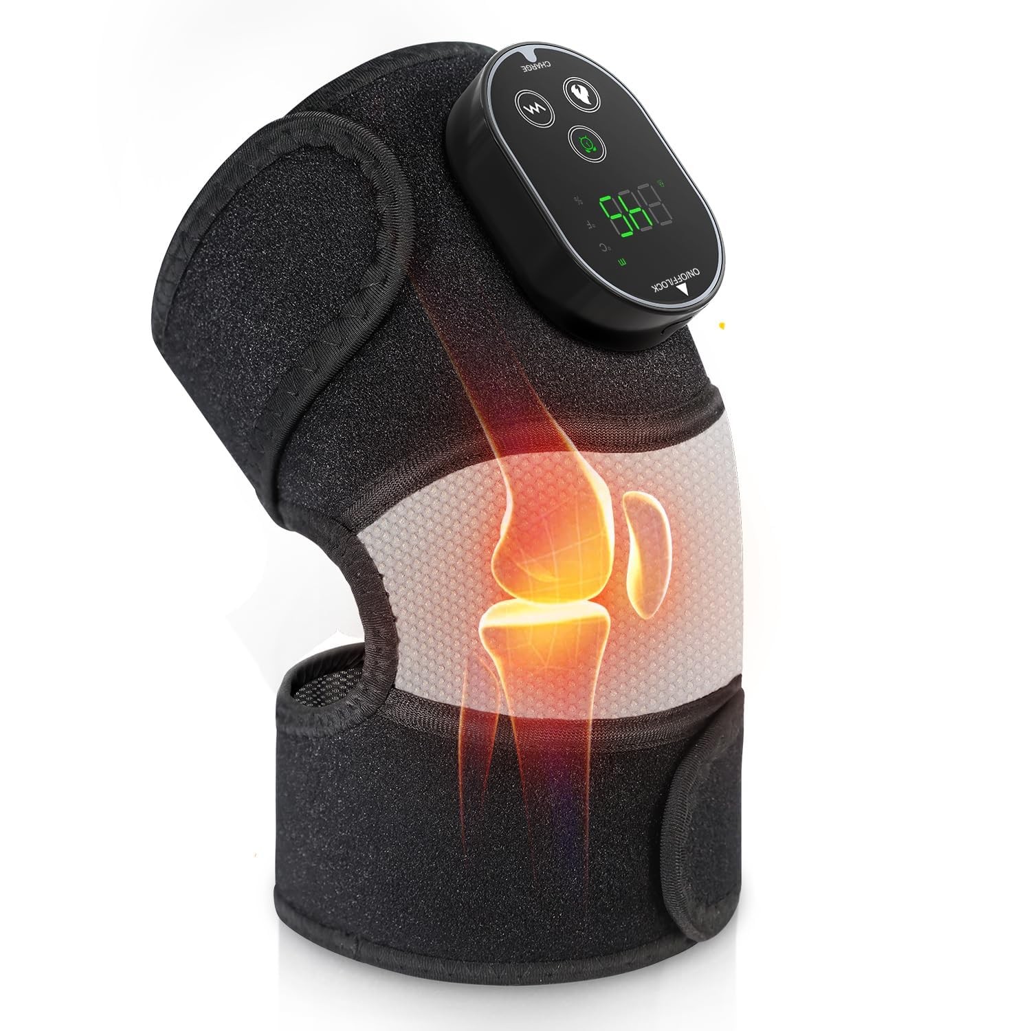 Misawce Electric Heated Knee Massager, 3-in-1 Cordless Large, Black