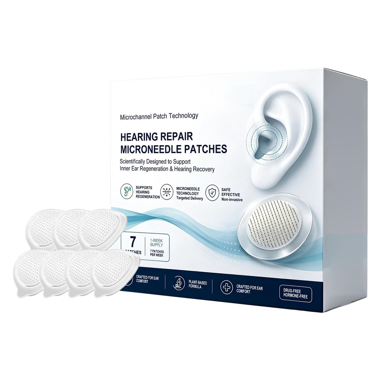 Hearing Repair Microneedle Patch 7-Piece Natural Fast-Acting Soothing Nourishing