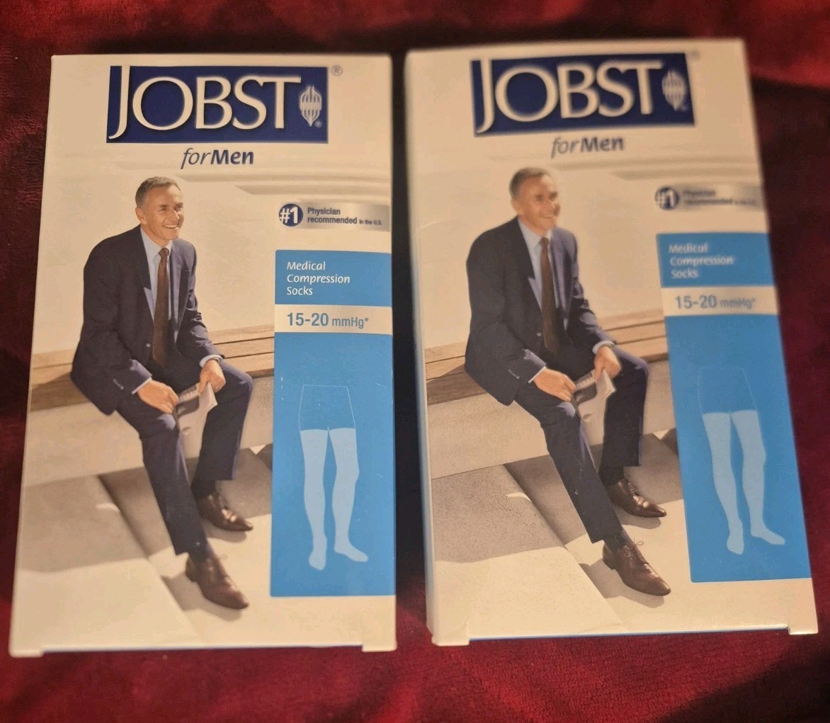 JOBST for Men Compression Socks 15-20 mmHg Black Closed Toe Thigh Small