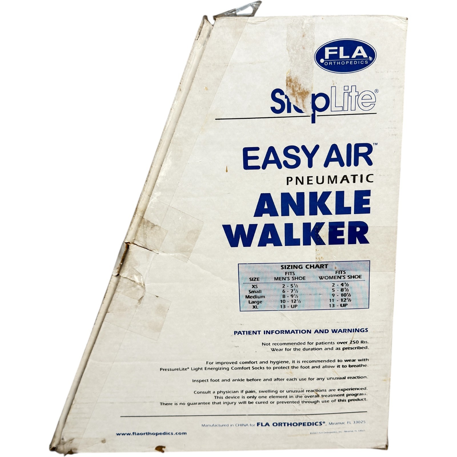 FLA Orthopedics StepLite Easy Air Pneumatic Ankle Walker Boot High Height Size L