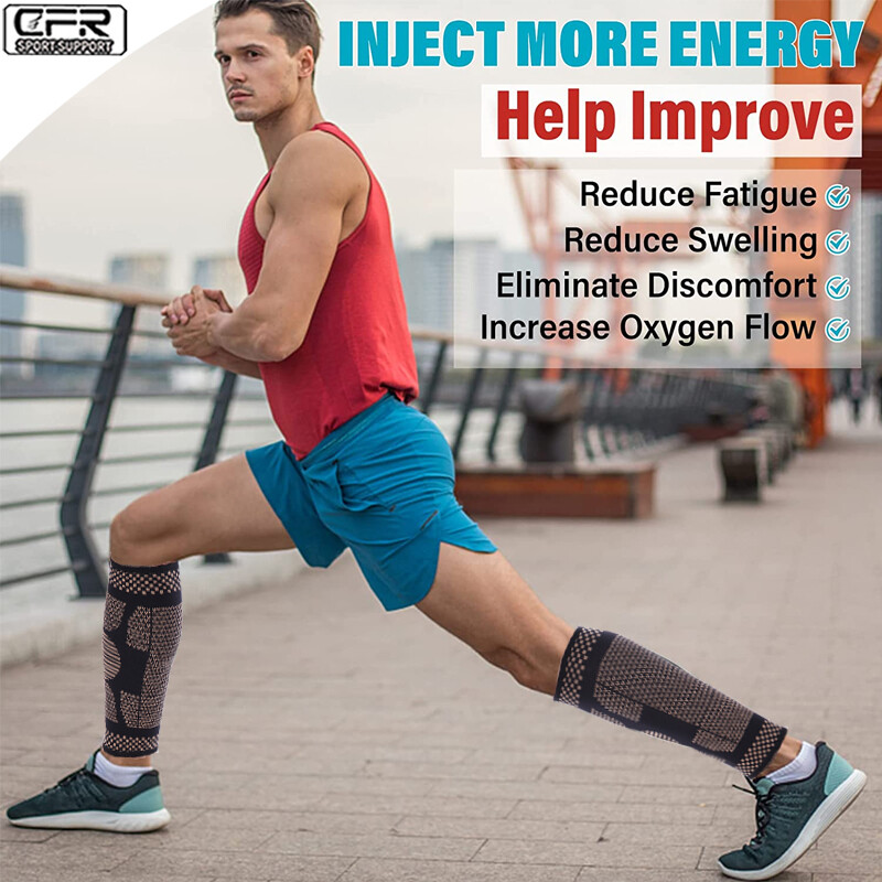 CFR Copper Compression Calf Sleeve Leg Splint Support Brace Run Sport Shin Socks