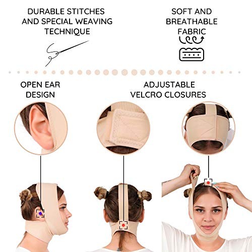 Post Surgery Neck and Chin Compression Garment Wrap Large (Pack of 1) Beige