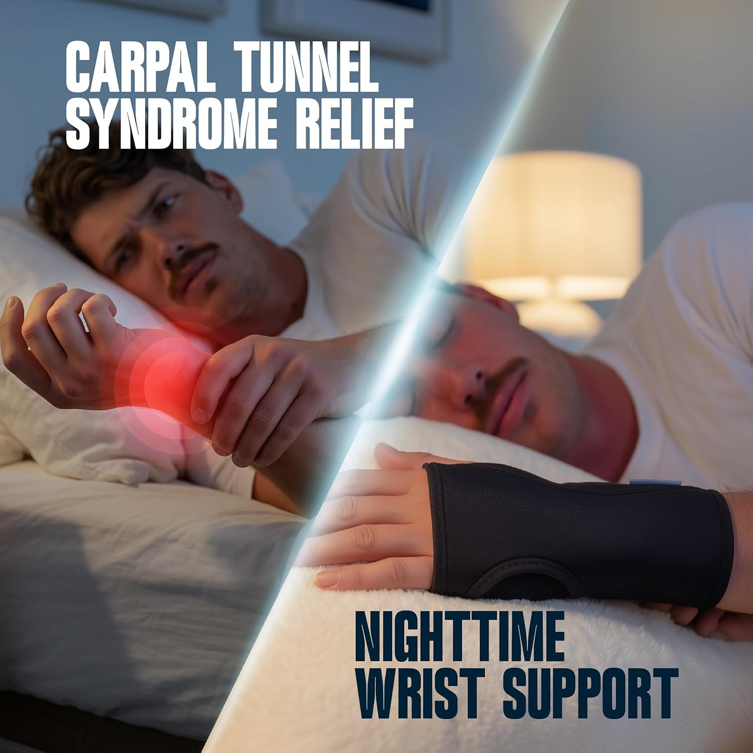Comfybrace 2 PACK Nighttime Pain Relief Wrist Brace for Carpal Tunnel, Tendoniti