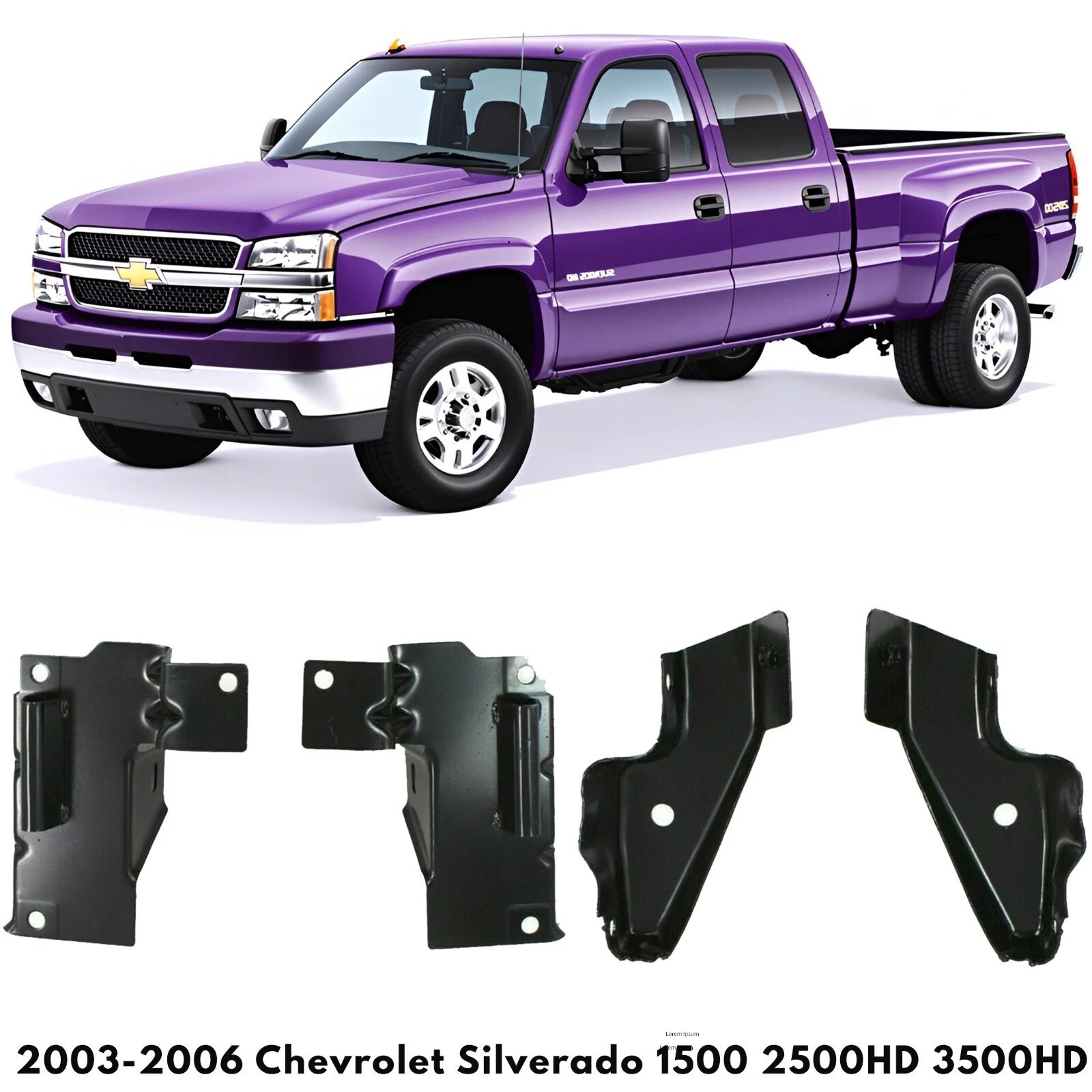 Front Bumper Brackets Set For 2003-2006 Chevrolet Silverado 1500 2500HD 3500HD