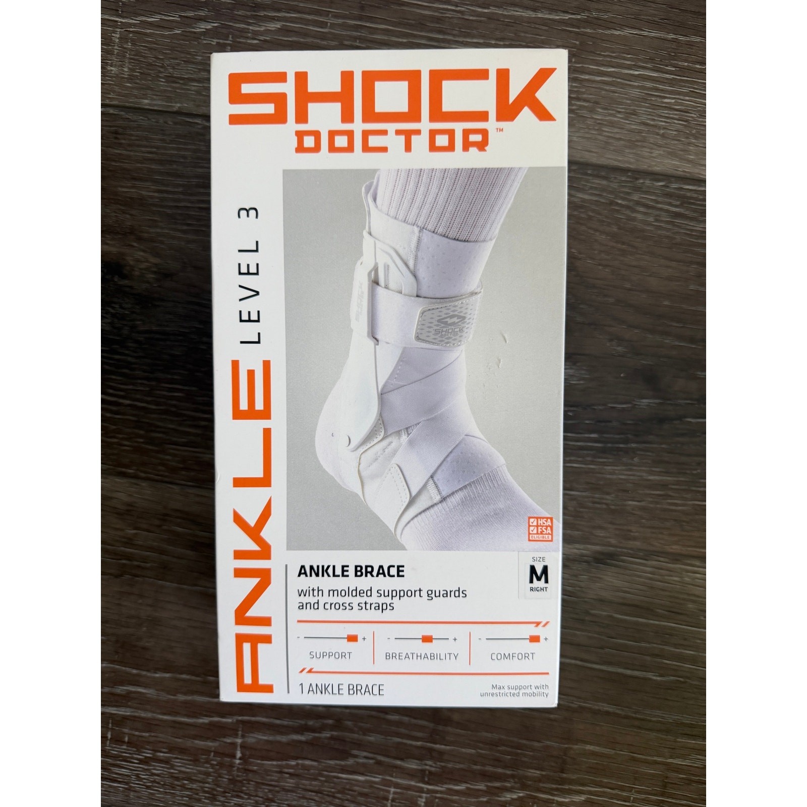 Shock Doctor L3ZR Level 3 Ankle Brace Right Medium M White NIB