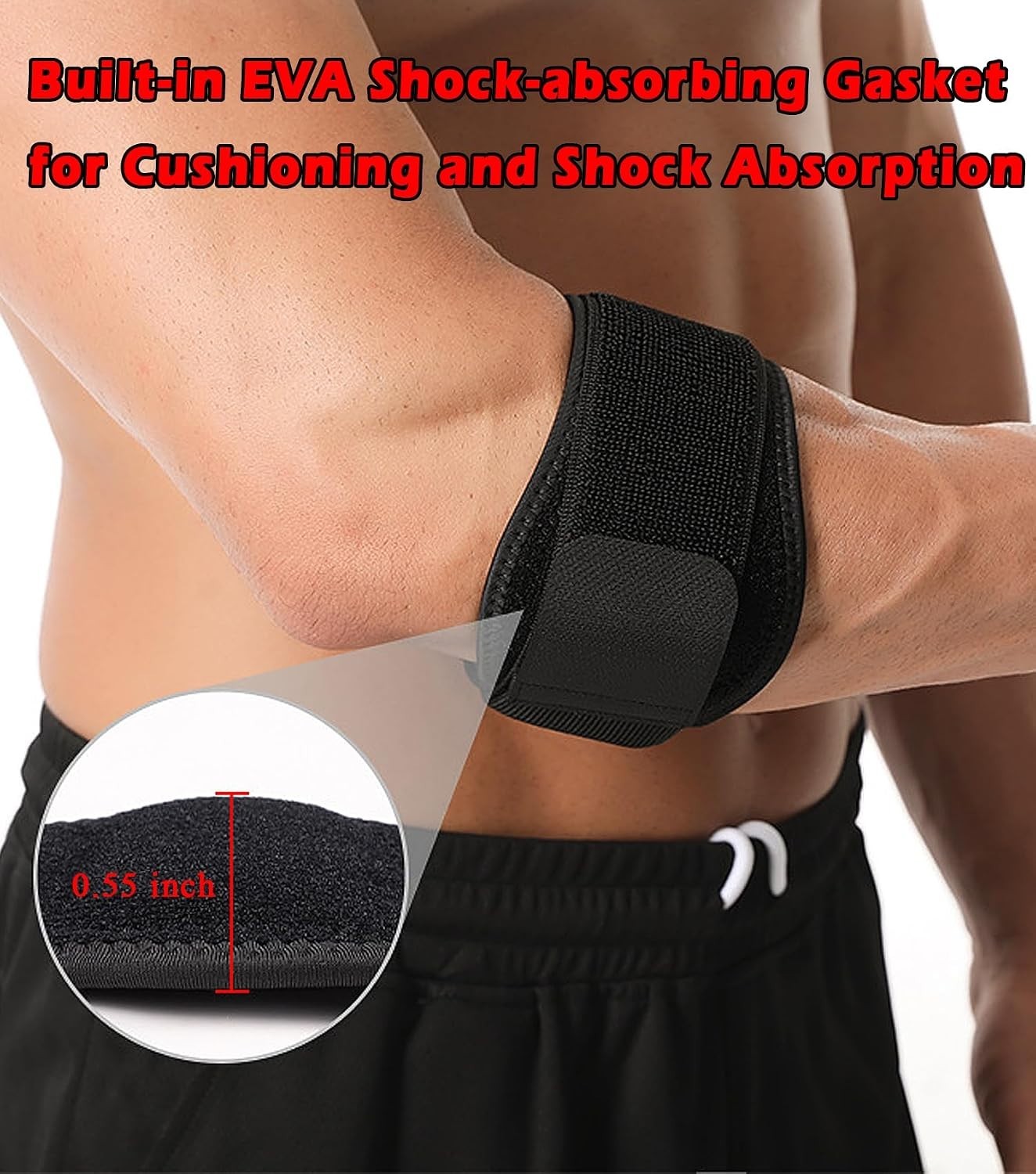 2pcs Elbow Brace for Men & Adjustable Elbow Strap with Compression Pad for Arm,
