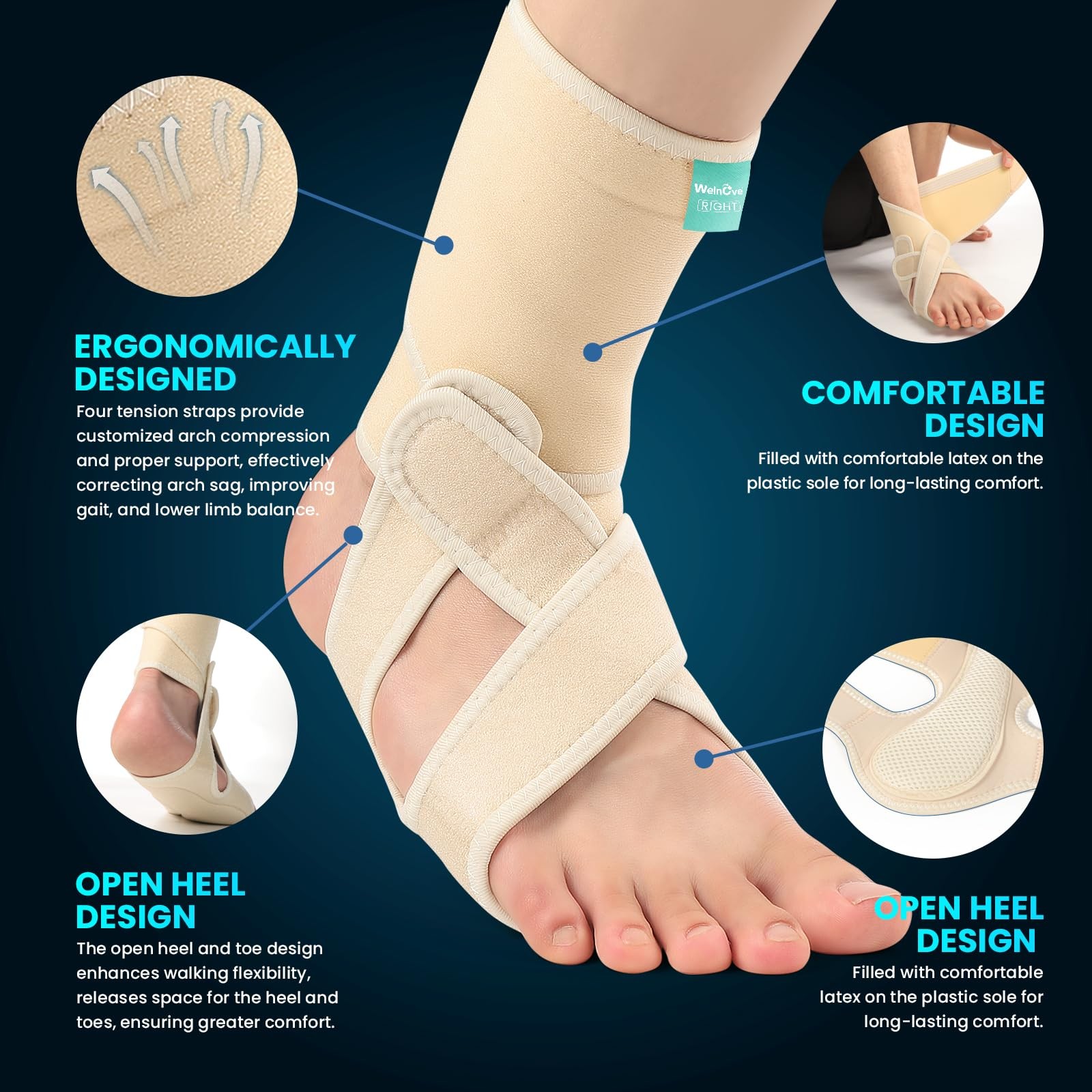 Drop Foot Brace with Arch Support, AFO Ankle Brace for Walking, Relieves Inst…