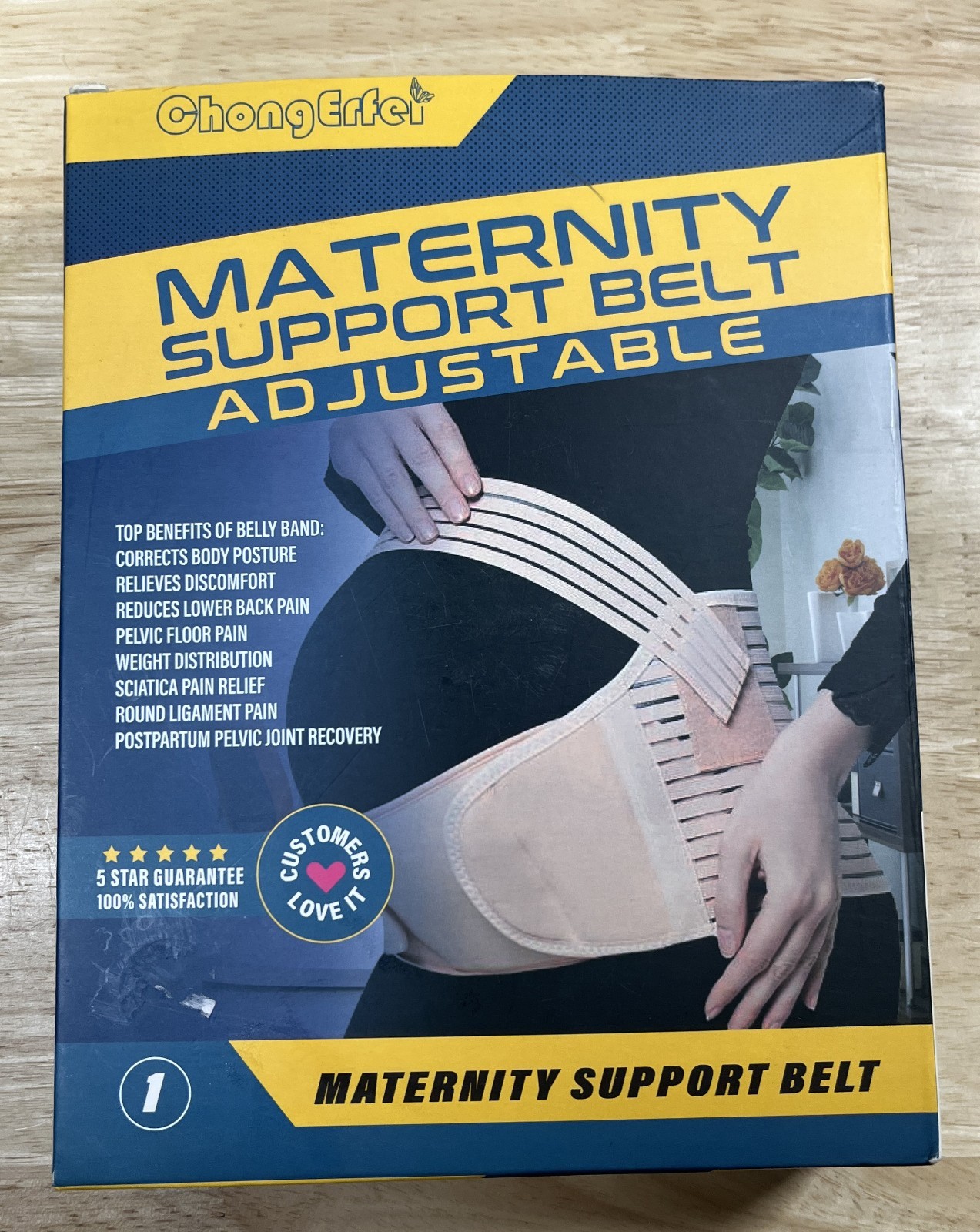 Maternity Support Belt – Adjustable – Size Medium – M – Black – # C13 ChongErfei