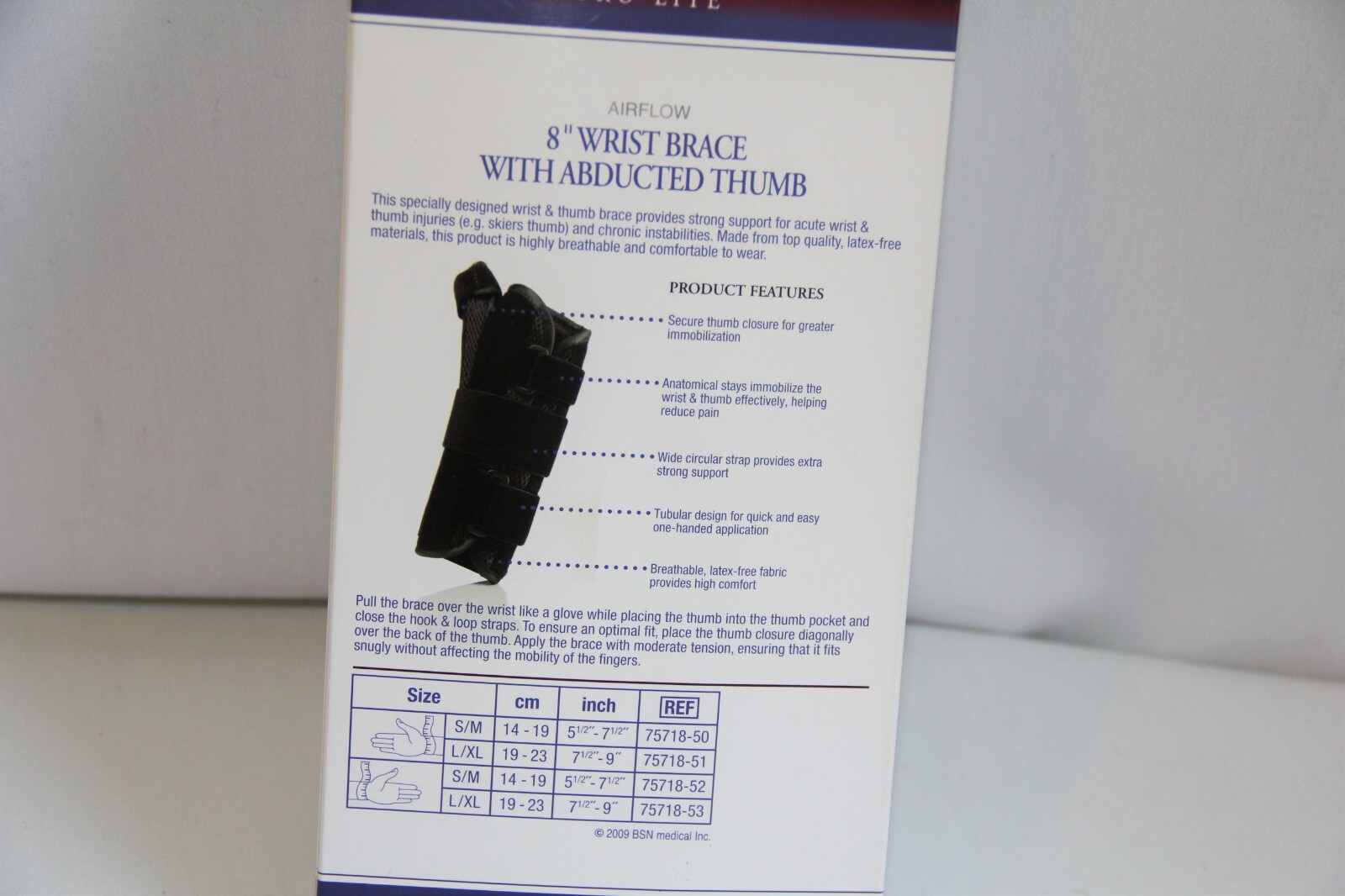 New with Tags Pro-Lite 8” Wrist Brace with Abducted Thumb. Size S/M Right Hand