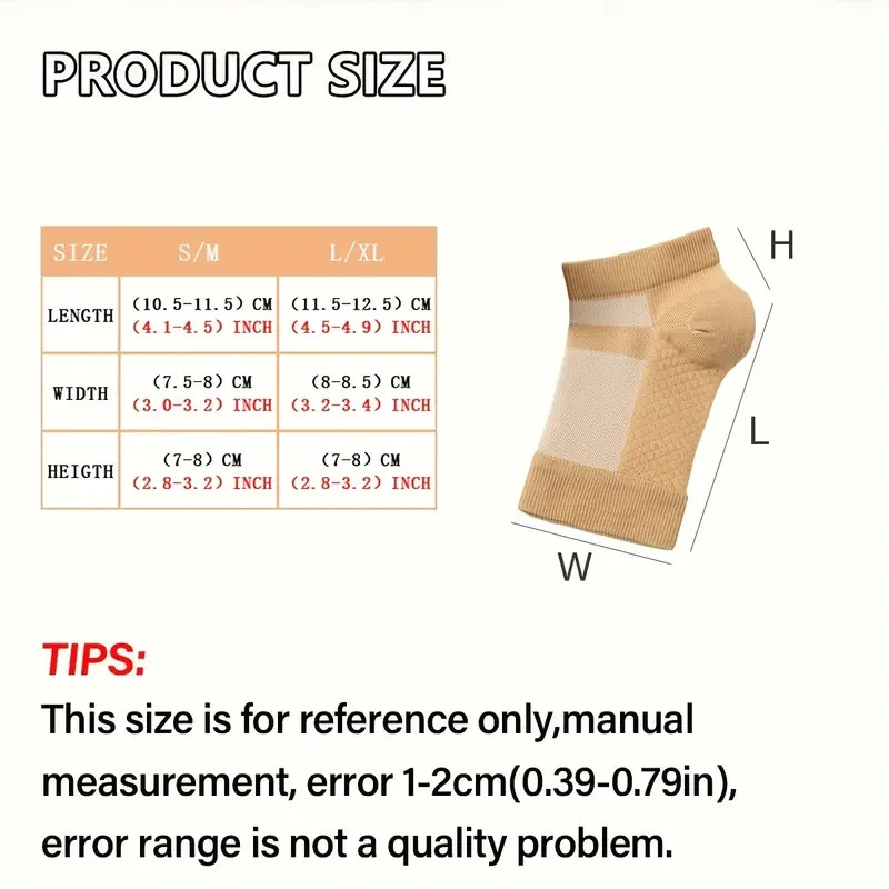 3 Pairs Ankle Brace Compression Sleeve, Open Toe Copper Sock Size S/M