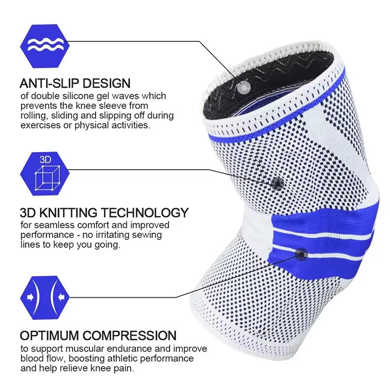 Knee Brace Silicone Sleeve Knee Pads Arthritis Knee Wraps Protector For Joints S