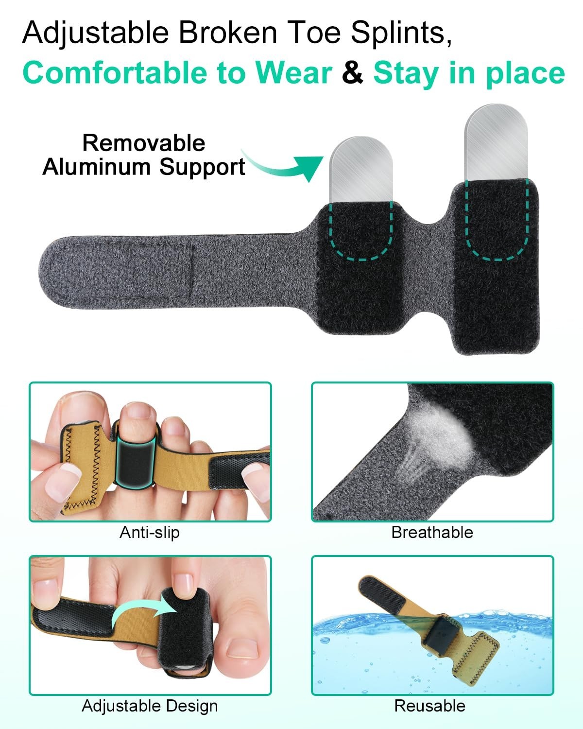 Hammer Toe Corrector Pack, Adjustable Steel Splints for Women Men, Curled Bent