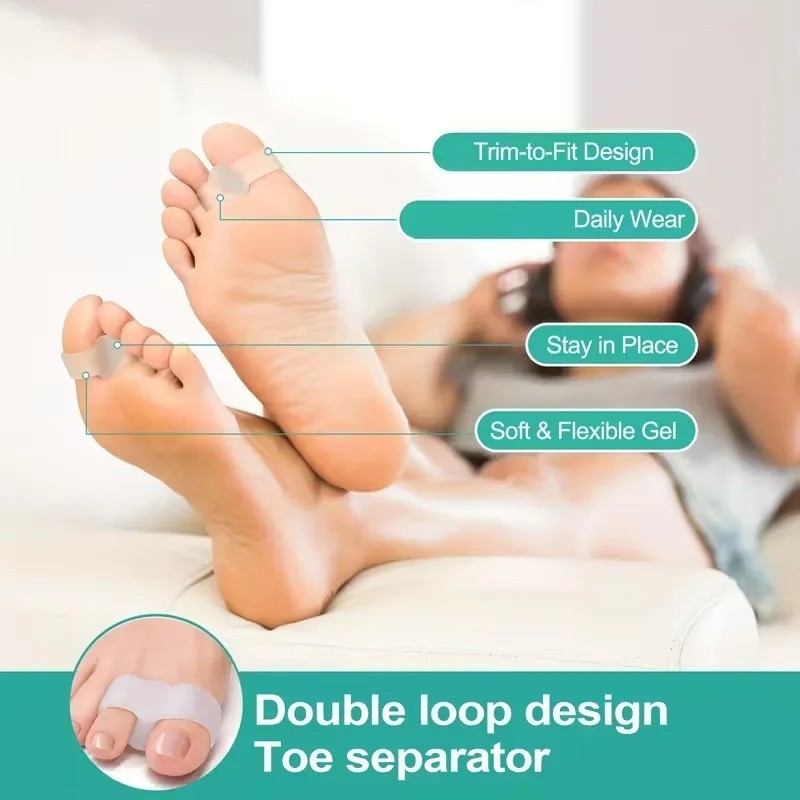 6pcs Toe Corrector Bunion Straightener 4 Single Loop Spacers Separators Foot