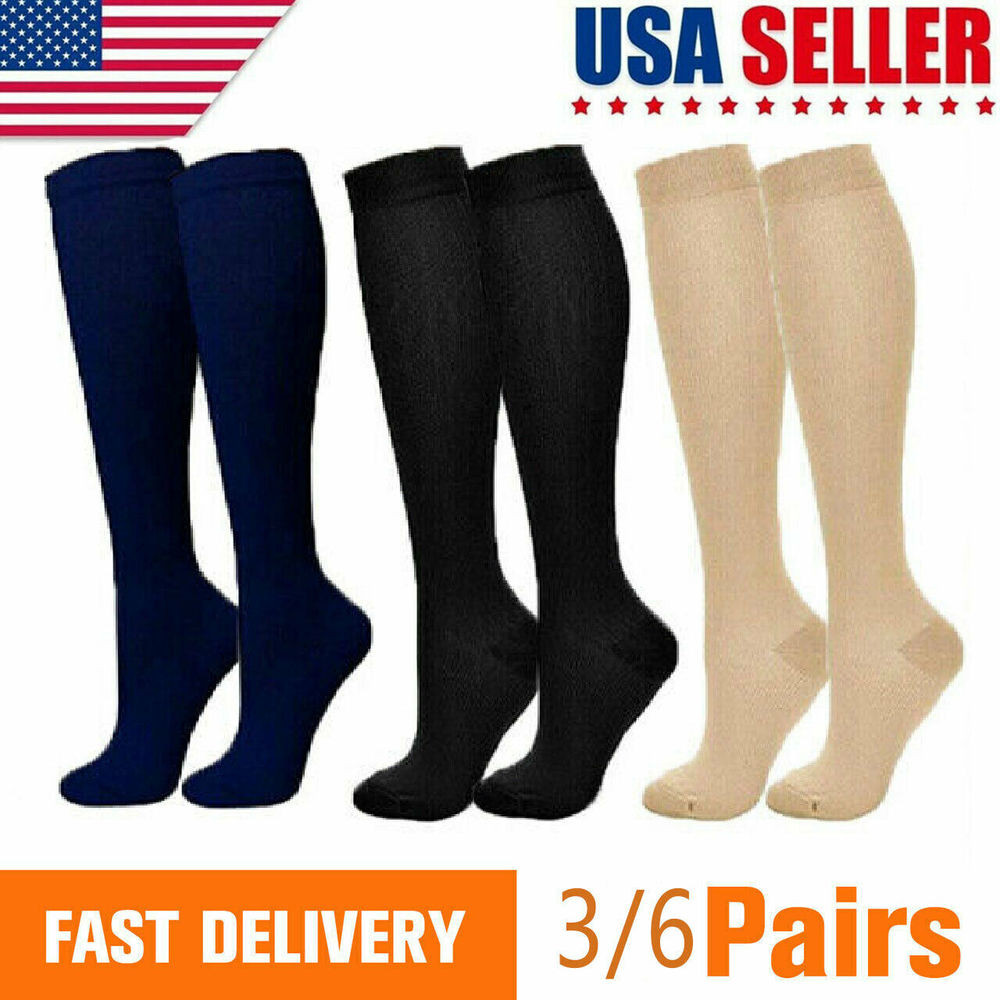 Compression Stockings 15-20 mmHg Varicose Veins Elastic Socks Travel Flight Hose