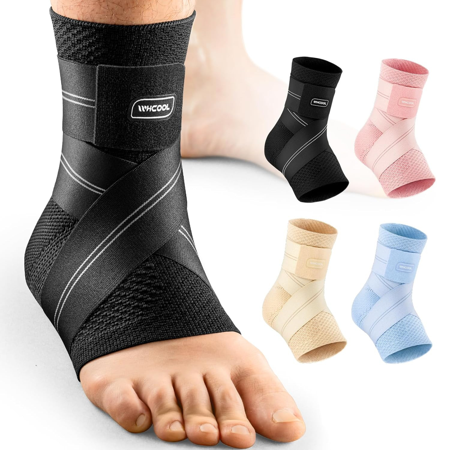 Flat Knitting Ankle Brace for Women&Men, 7-Zone Dynamic Compression Sleeve W/Fle