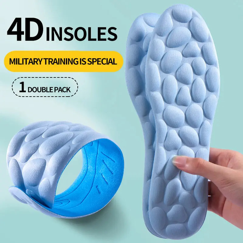 4D Cloud Technology Sports Insoles for Shoes PU Sole Soft Breathable Shock Absor