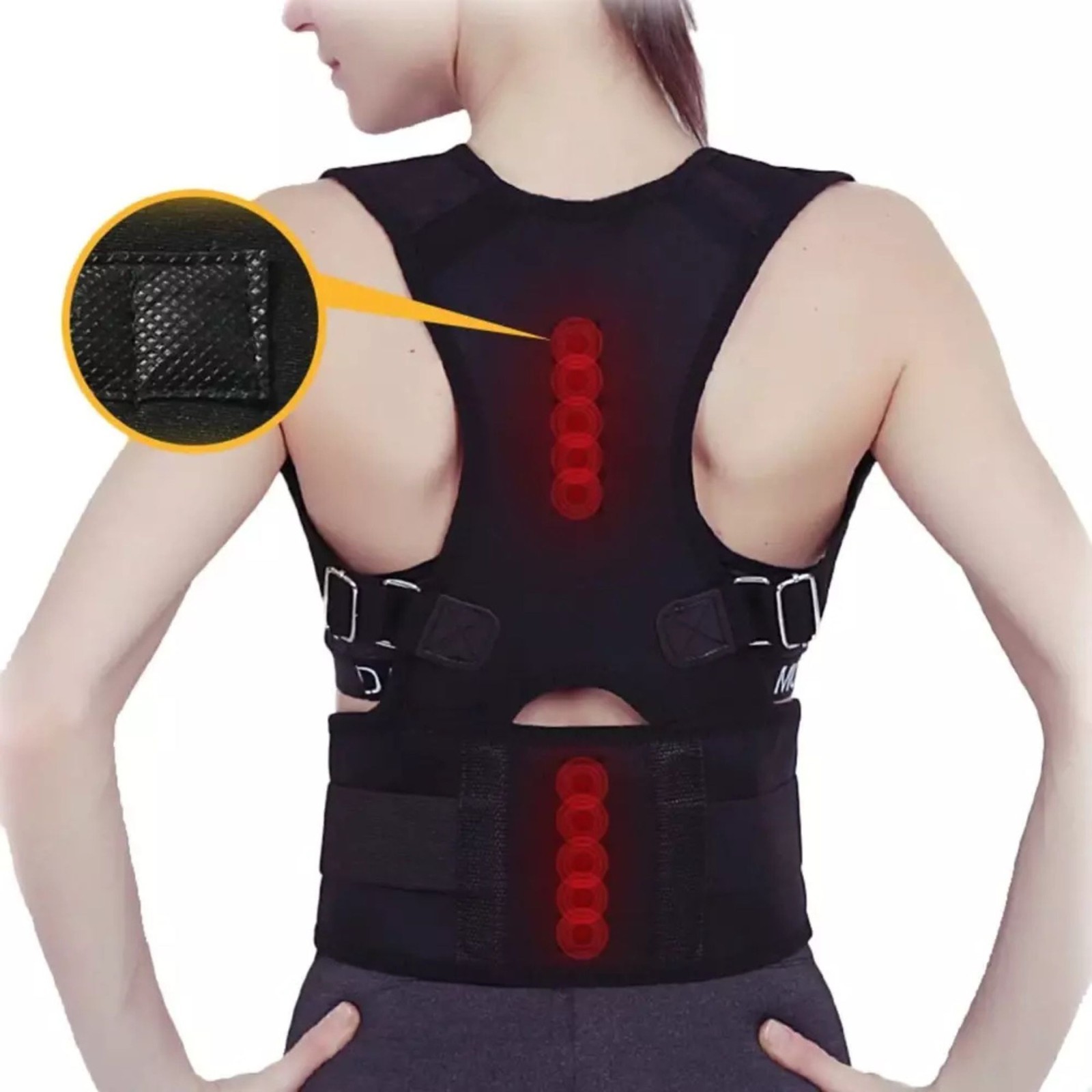 Posture Corrector Support Magnetic Back Shoulder Brace Belt Large Waist 34″-40″