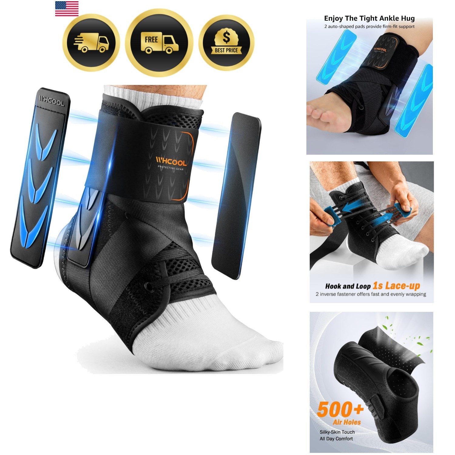 Slim-Fit Ankle Brace for Sprained Ankle, Quick Lace Up Ankle Support for Wome…