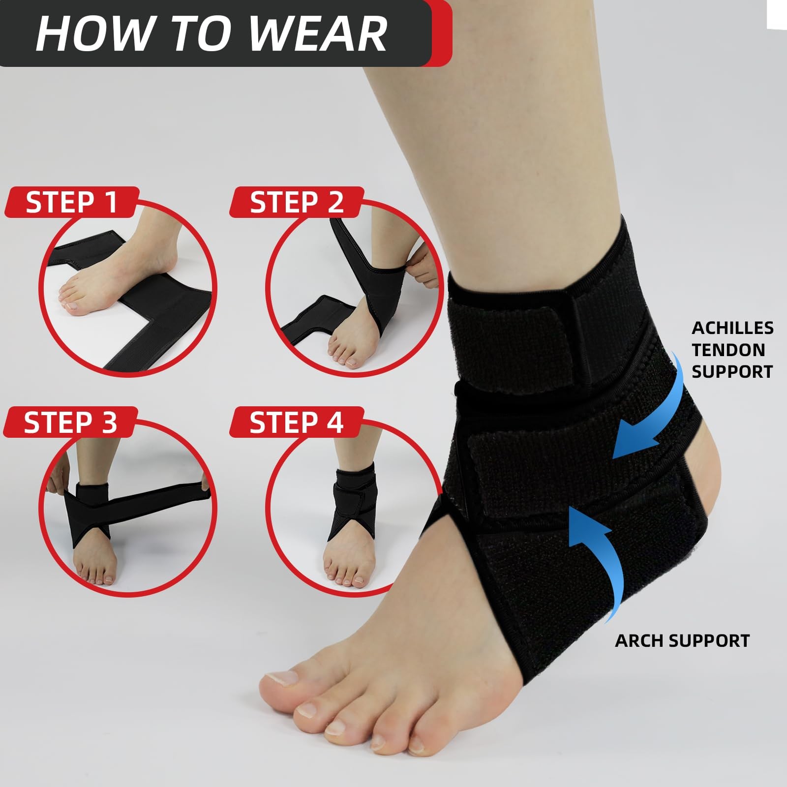 1 PCS Black One Size Ankle Support Brace Adjustable Wrap Stabilizer Foot Pain