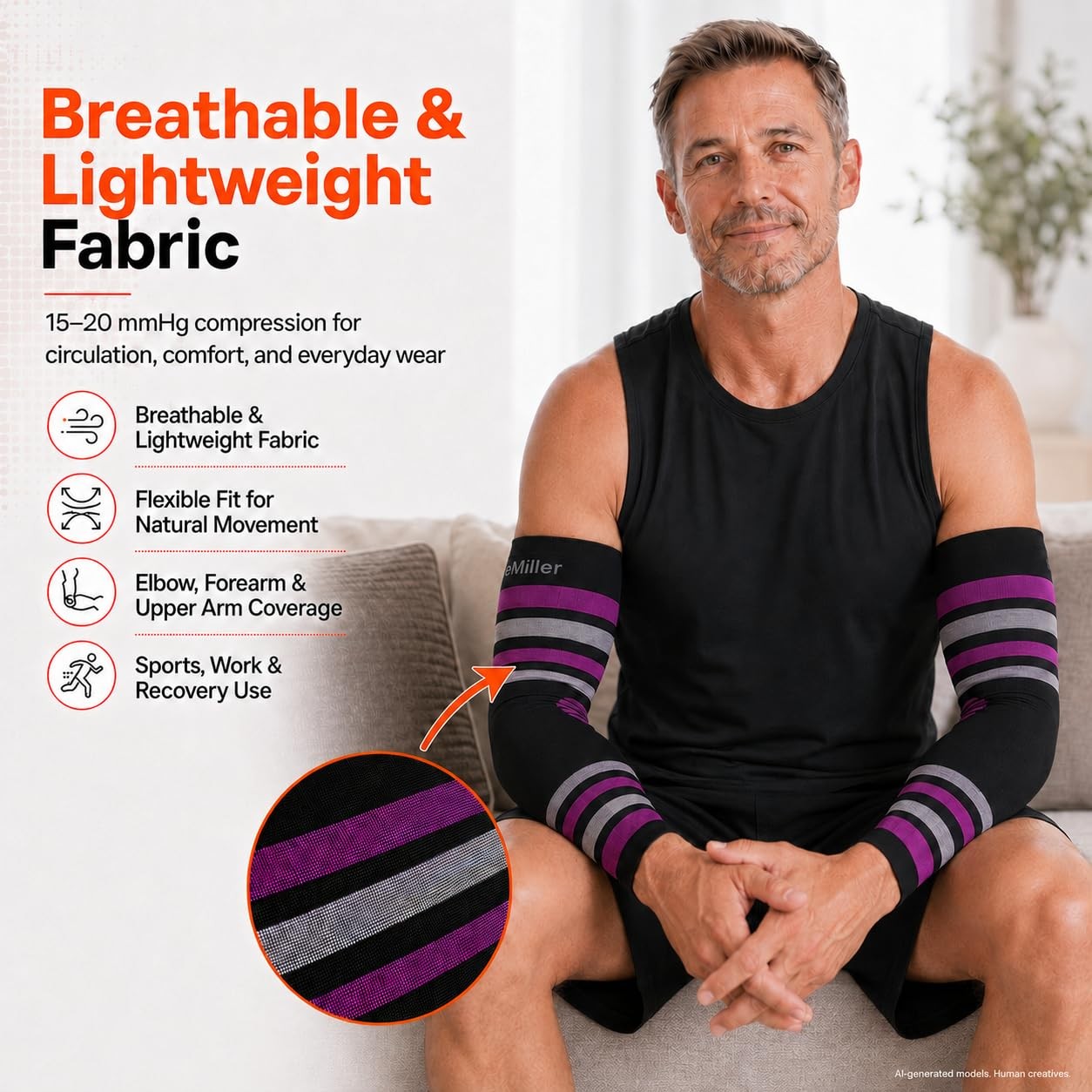 Compression Arm Sleeves 15-20 mmHg for Men and , Lymphedema, Swelling and Cir…