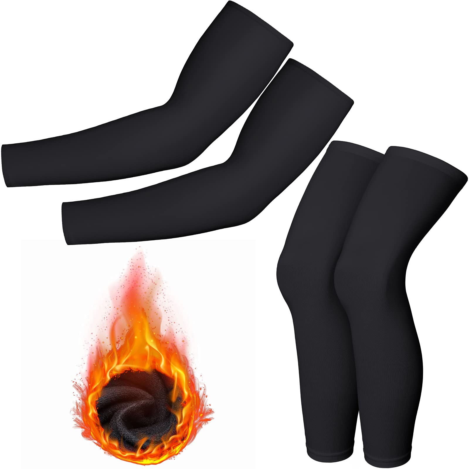 2 Pairs Full Length Compression Leg Sleeves for Men Women Sports Cycling Running