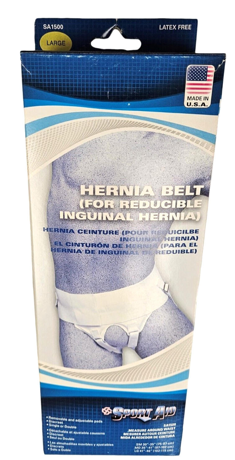 Sport Aid HERNIA BELT White LARGE SA1500 ( waist 41 to 46″ )