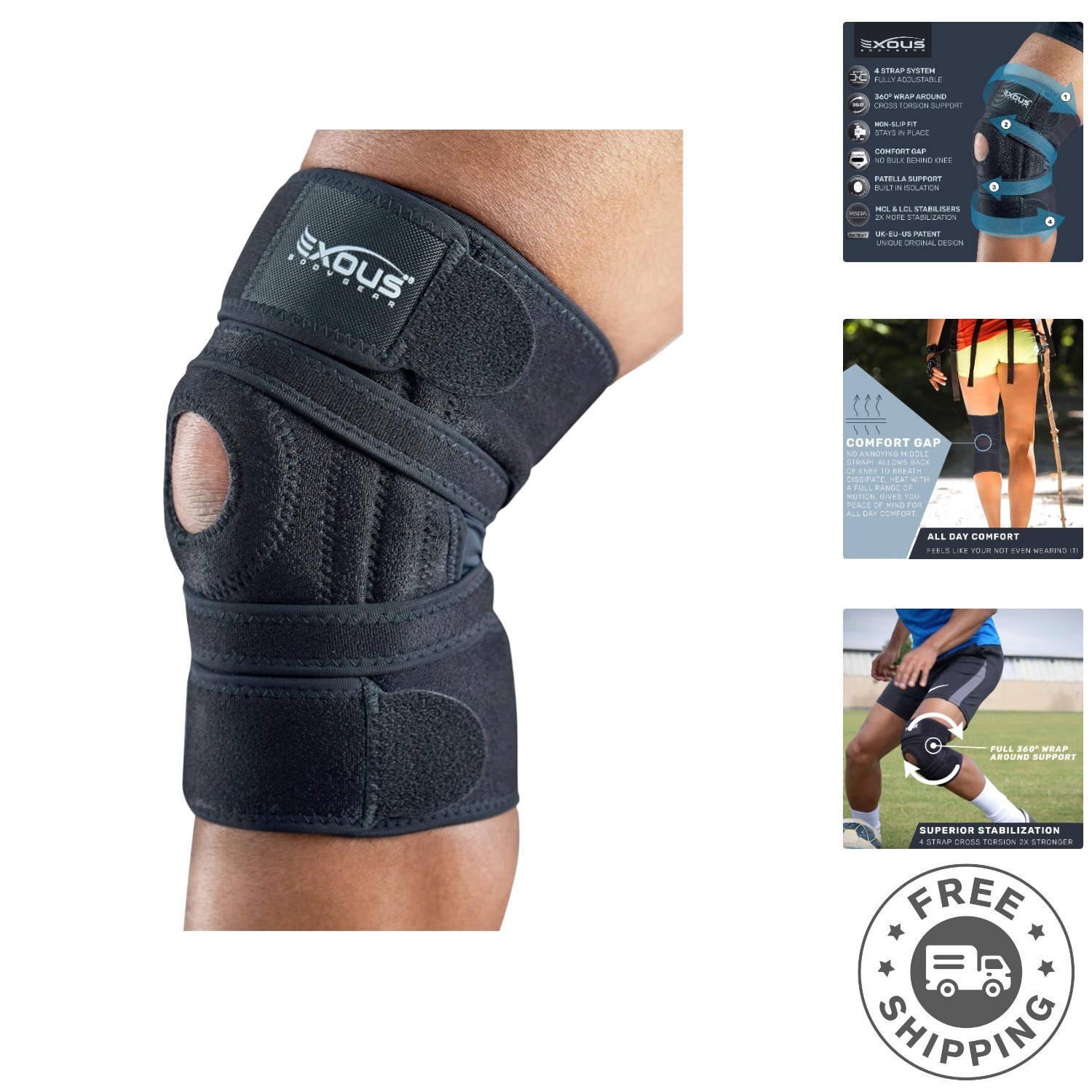 Meniscus Tear Knee Brace with 4-Way Adjustable Support – Advanced Pain Relief
