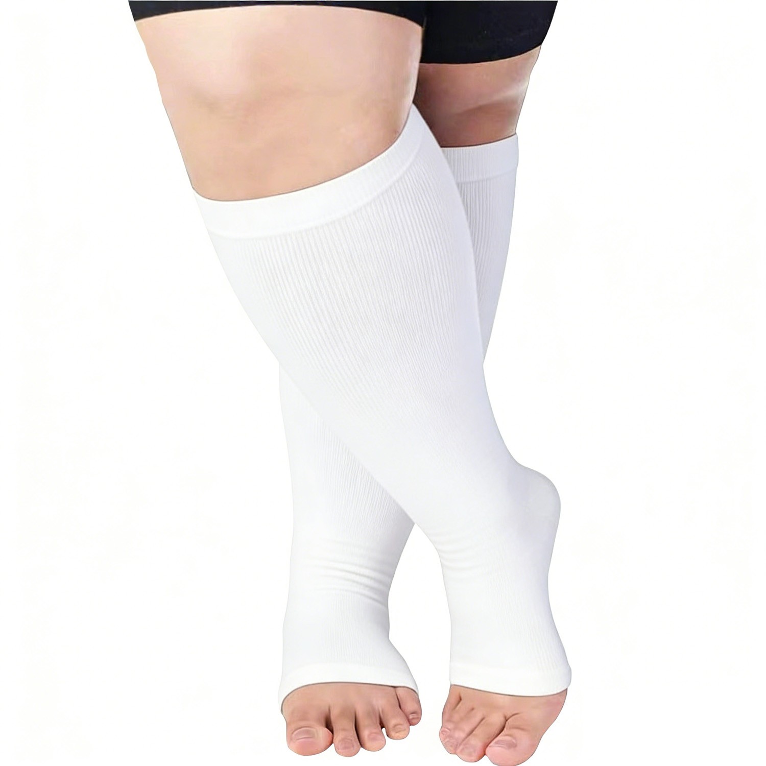 5 Pairs 20-30 mmHg Toeless Compression Socks-Knee High Support for Running&Sport
