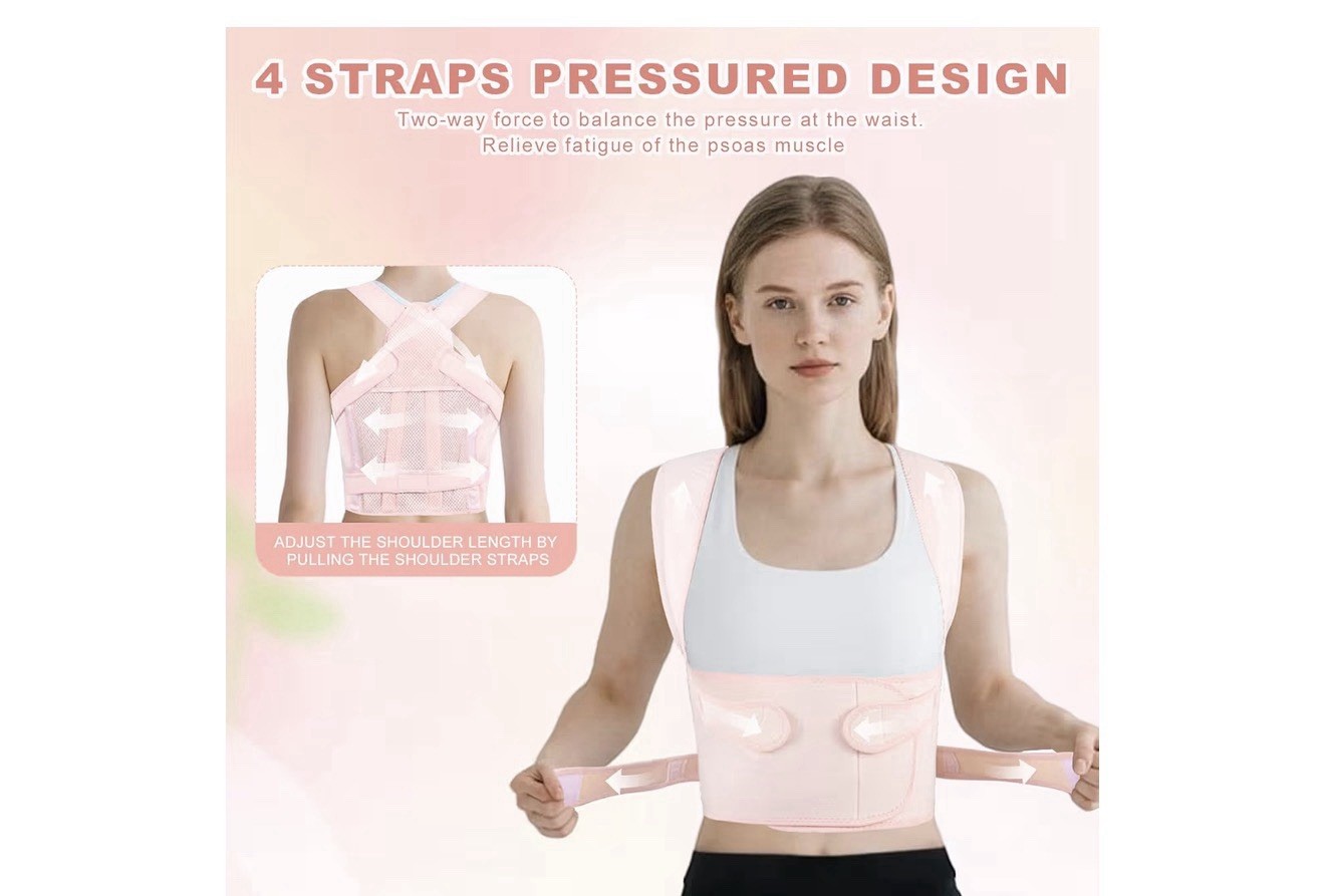 Back Brace Posture Corrector Lumbar Support Belt Pain Relief Pink M