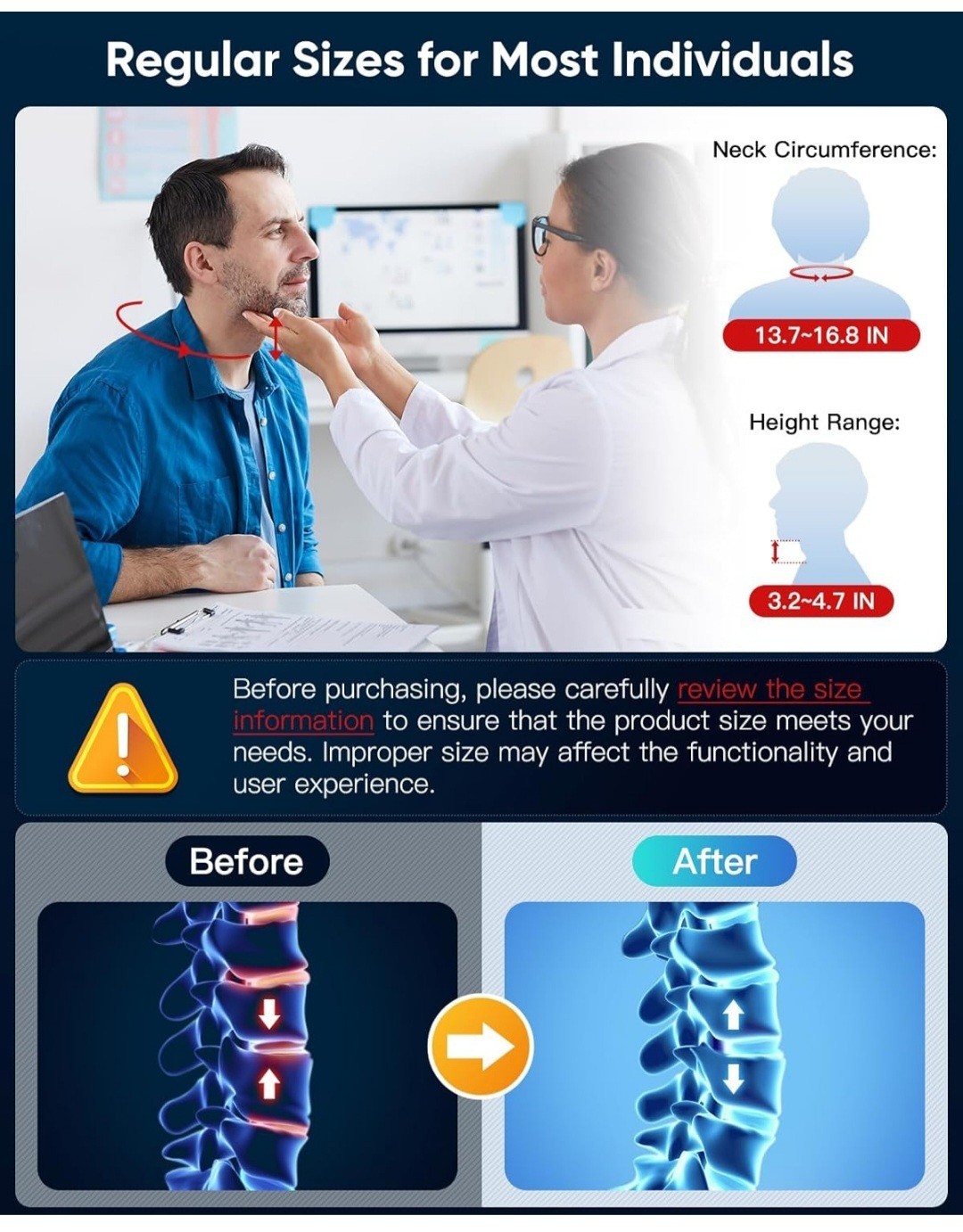 Cervical Neck Traction Device: Neck Stretcher for Cervical Pain Relief, Electric