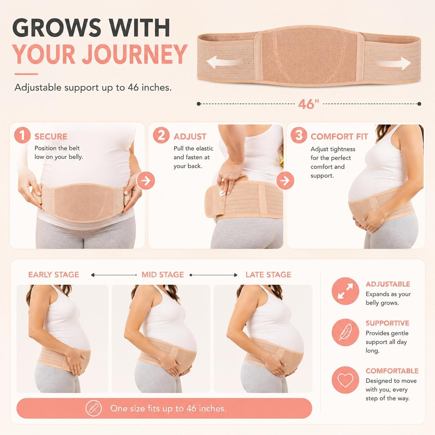 Maternity Belt Back Support – Adjustable Abdominal Binder for Pregnancy – Bel…