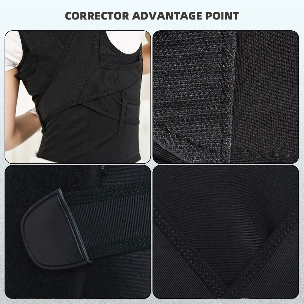 Gearari Upper Back Brace Posture Corrector for Unisex – Black
