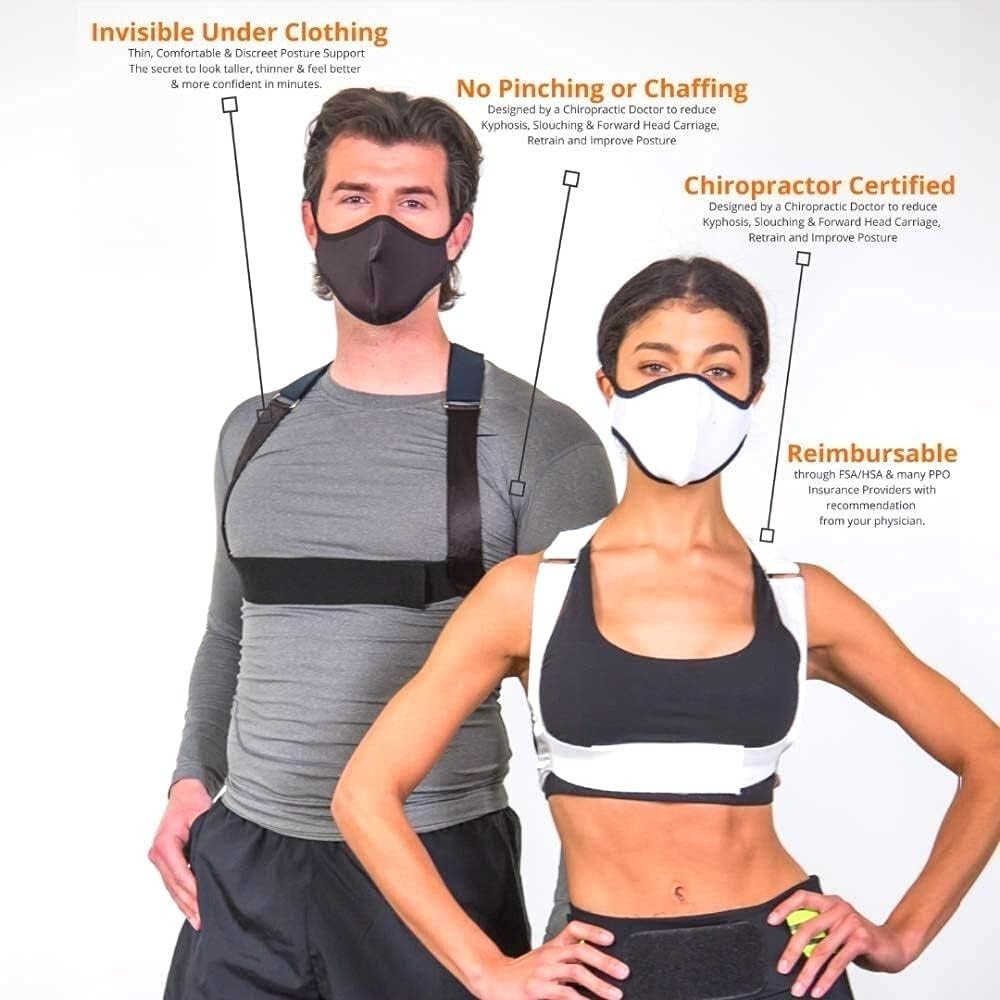 baX-u BAX002W Adjustable Posture Support Brace Medium 36-42″ White
